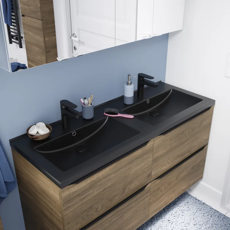 Mueble de baño suspendido idalie color nogal 120x45cm