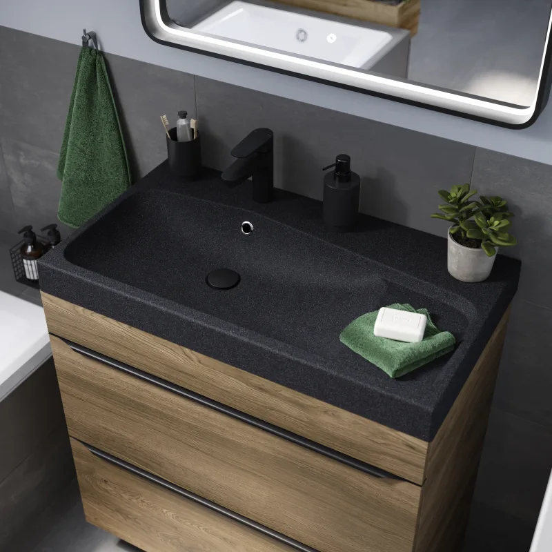 Mueble de baño idalie color nogal 80x45cm