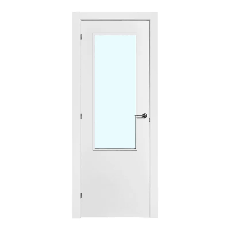 Puerta de interior maciza lacada ulla blanca acristalada 72,5 cm derecha