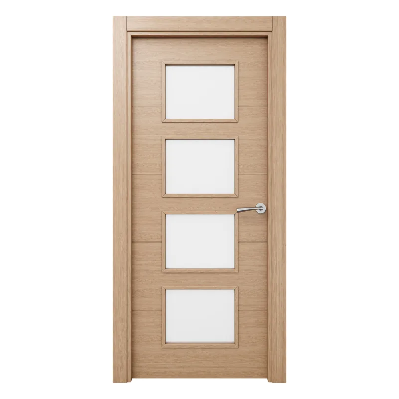 Puerta de interior maciza lacada garban roble miel acristalada 72,5cm izquierda