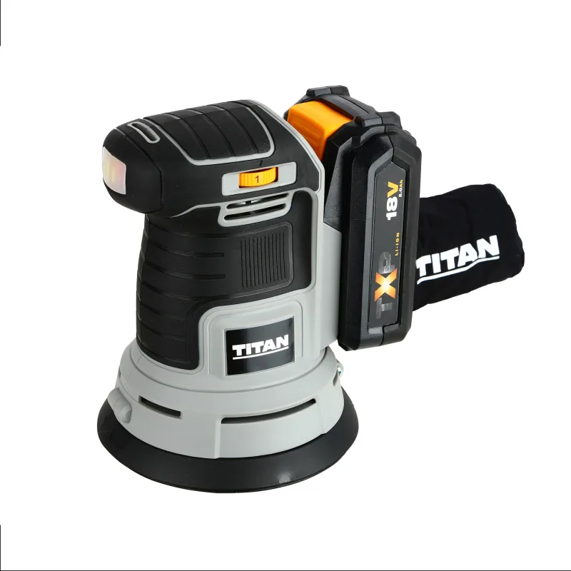Lijadora excentríca 18v con batería 2ah titan