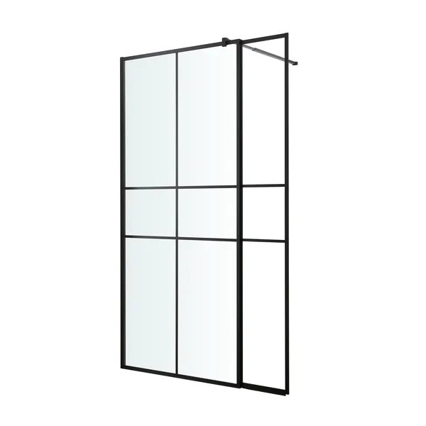 Mampara de ducha con panel izza negro 90 cm y 30 cm