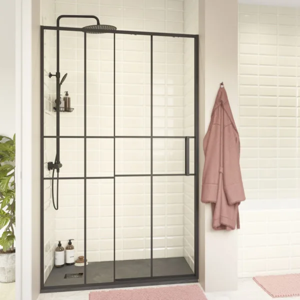 Mampara de ducha corredera izza negro 140 cm