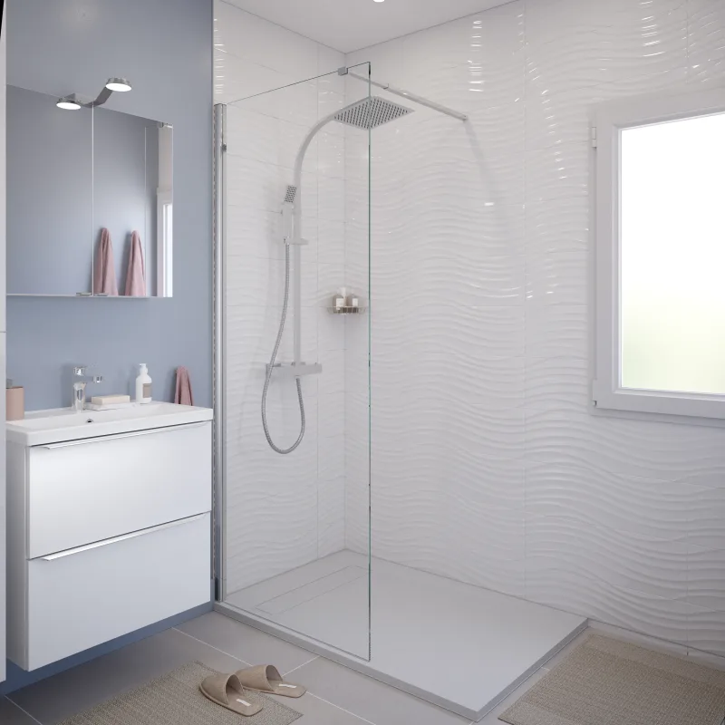 Mampara de ducha fija transparente 70 cm espejo calia cooke & lewis