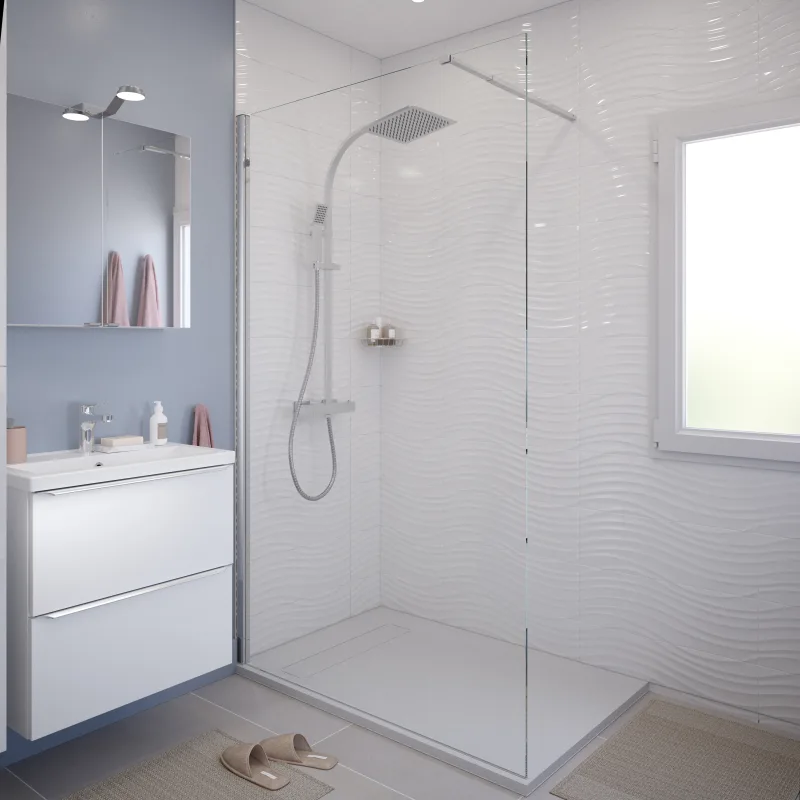 Mampara de ducha fija transparente 120 cm  calia cooke & lewis