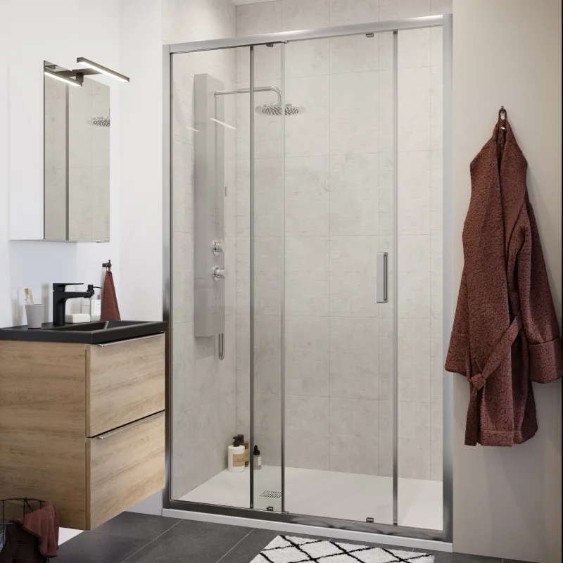 Mampara de ducha corredera transparente 100 cm cromado calia cooke & lewis