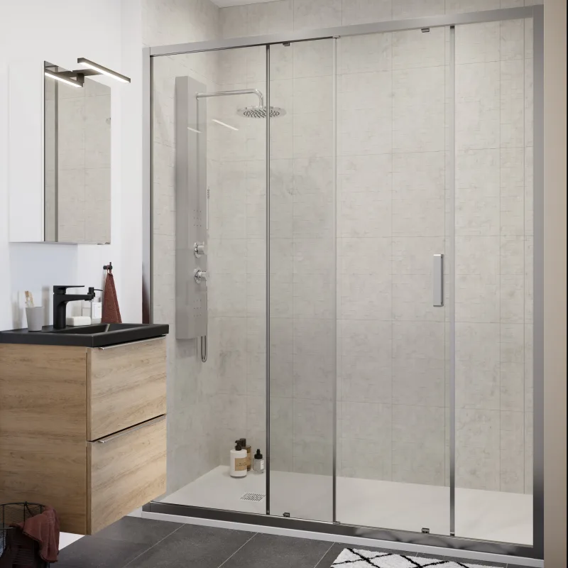 Mampara de ducha corredera transparente 160 cm cromado cooke & lewis