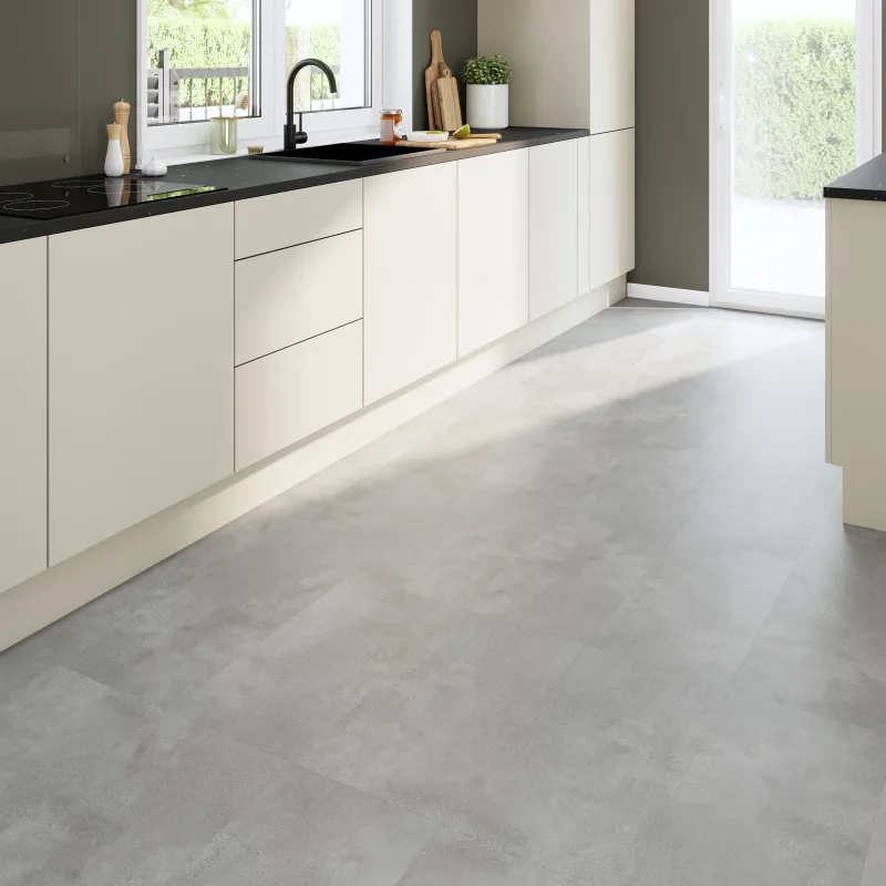 Suelo vinílico click spc gris eliza