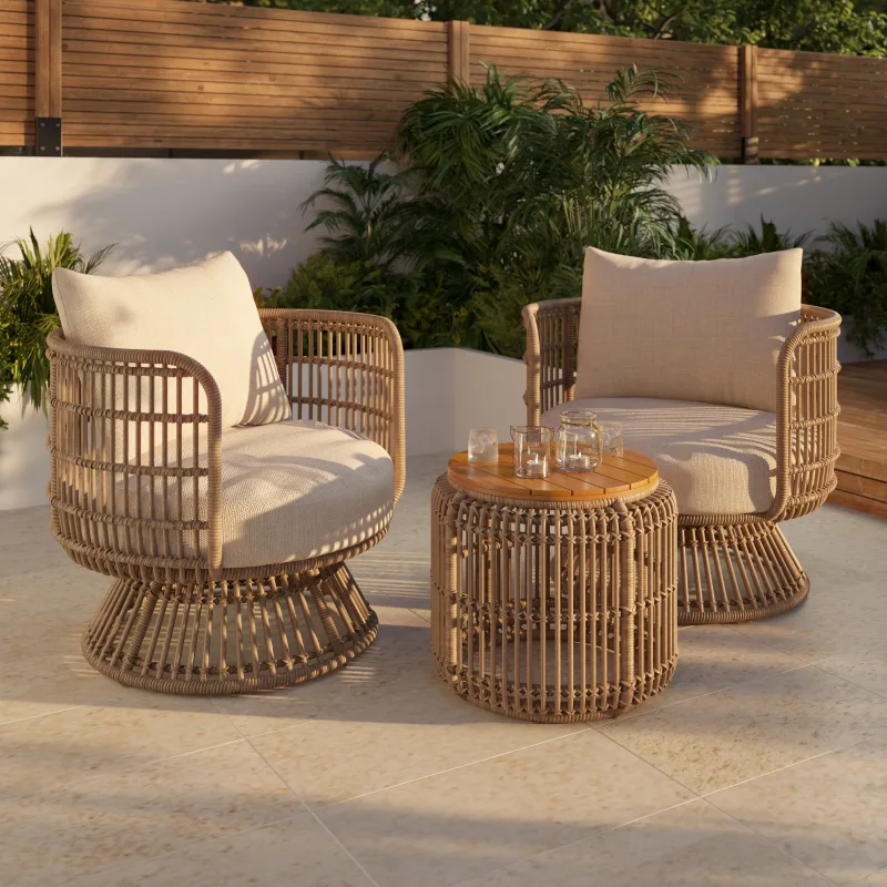 Conjunto de jardín palm ratán sintético goodhome