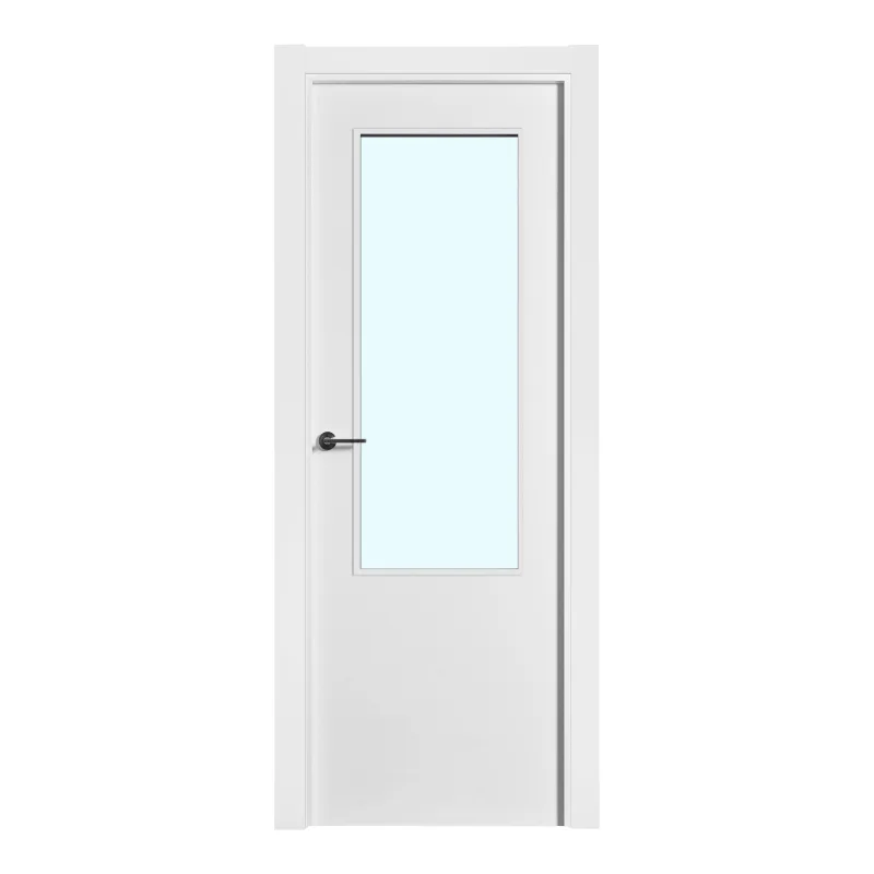 Puerta maciza lacada ulla blanca acristalada 72,5 cm izquierda
