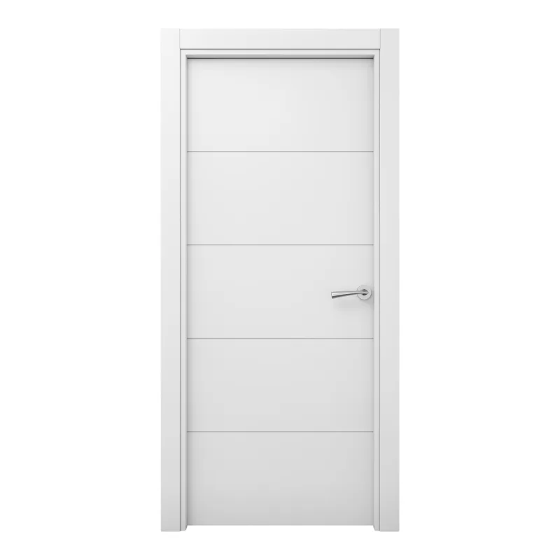 Puerta de interior maciza lacada lor blanca 82,5cm izquierda con tapajuntas geom