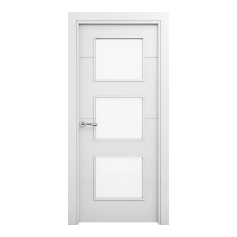 Puerta de interior maciza acristalada lacada carys blanca 72,5cm