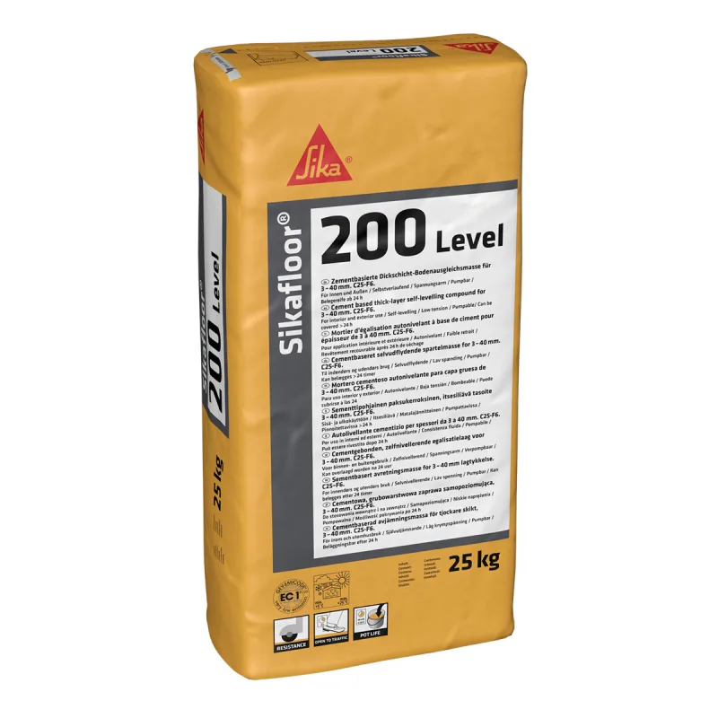 Mortero autonivelante sikafloor 200 level 25 kg