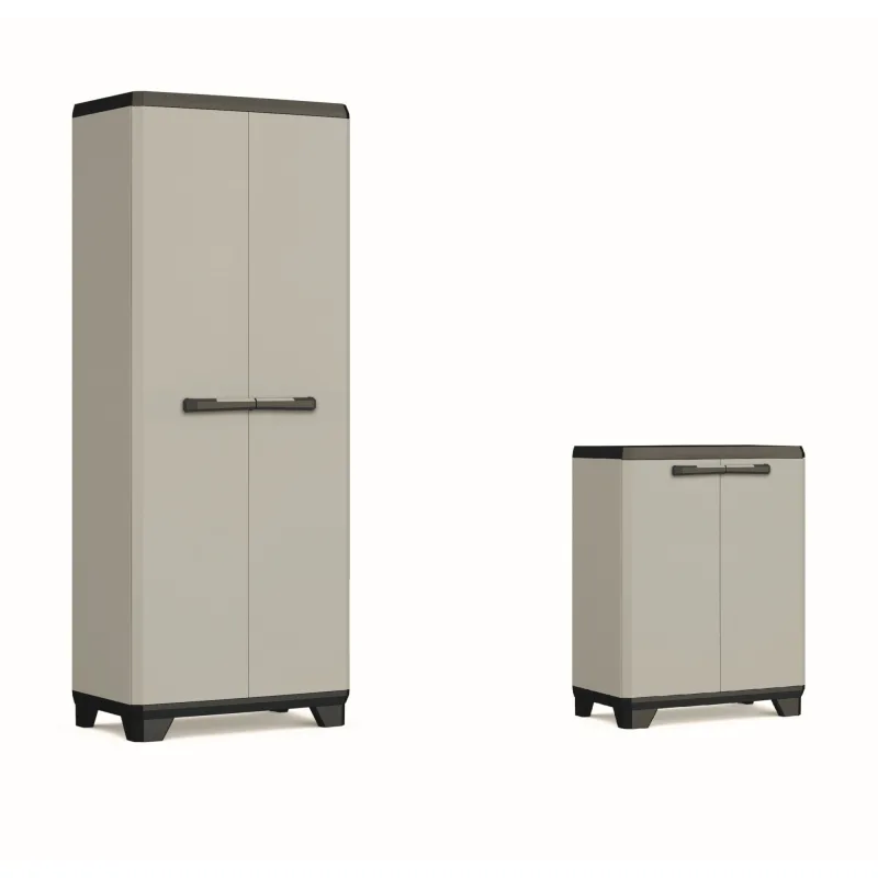 Conjunto armario de resina multiusos alto y bajo keter