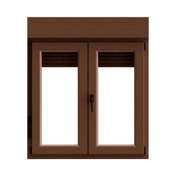 Ventana pvc oscilobatiente persiana roble 6 cámaras 117x100 cm geom