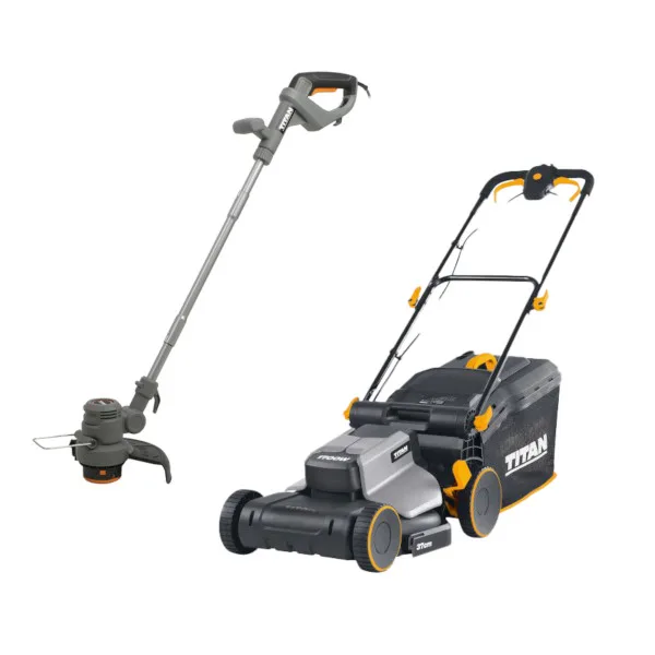 Set cortabordes 350 w  y cortacésped 1700 w titan