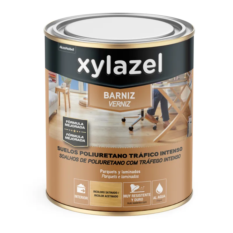 Barniz suelo agua incoloro satinado 750 ml xylazel