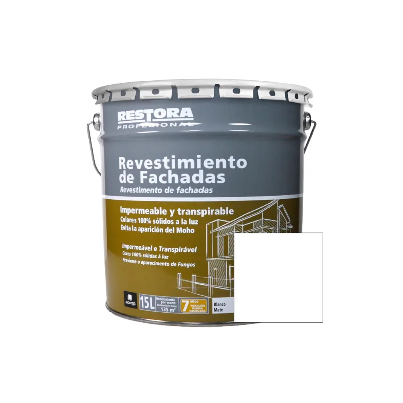 Revestimiento blanco fachadas restora profesional 15l