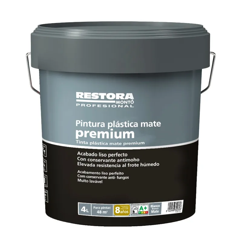 Pintura plástica blanca mate restora premium 4 l