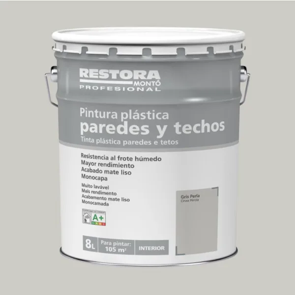 Pintura interior gris perla 8 l restora