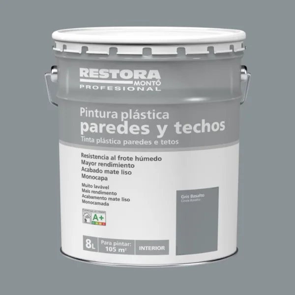 Pintura interior gris basalto 8 l restora