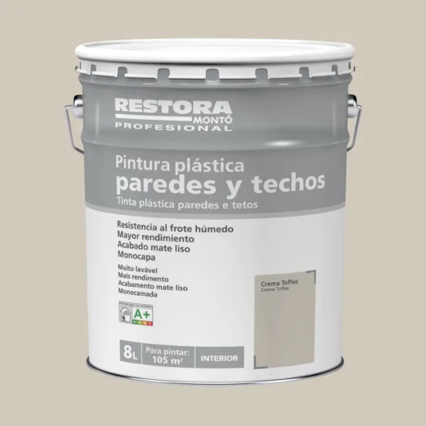 Pintura interior crema toffee 8 l restora