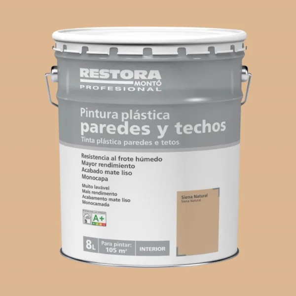 Pintura interior siena natural 8 l restora