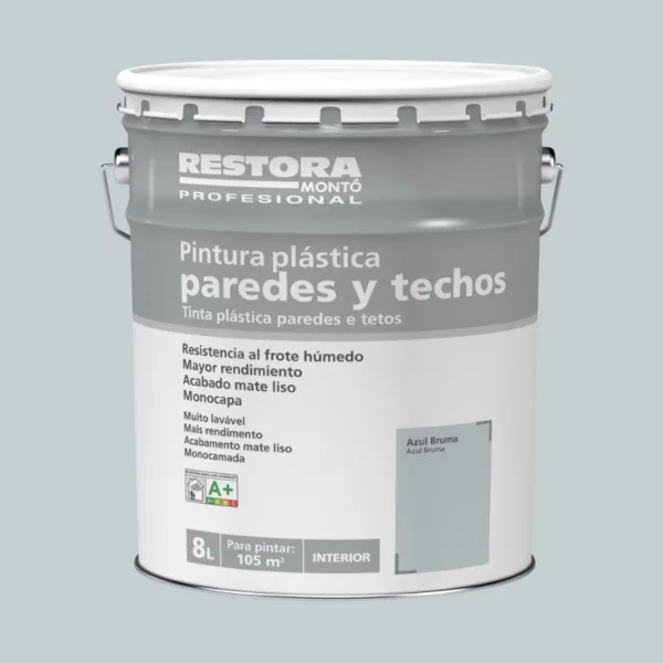 Pintura interior azul bruma 8 l restora