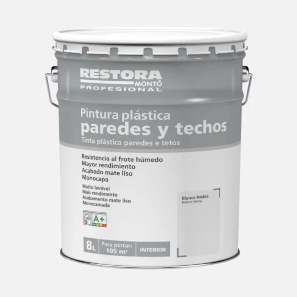 Pintura interior blanco niebla 8 l restora