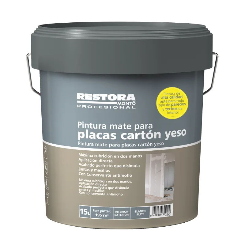 Pintura interior placas cartón yeso blanco 15 l restora