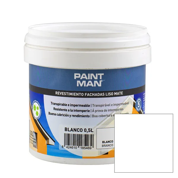 Muestra revestimiento fachadas liso mate blanco paintman 0,5l