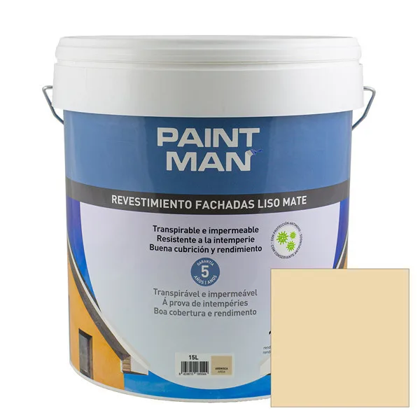Revestimiento fachadas liso mate gris arenisca paintman 15l