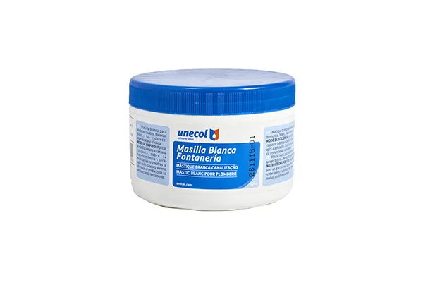 Masilla blanca fontanería 500 g unecol