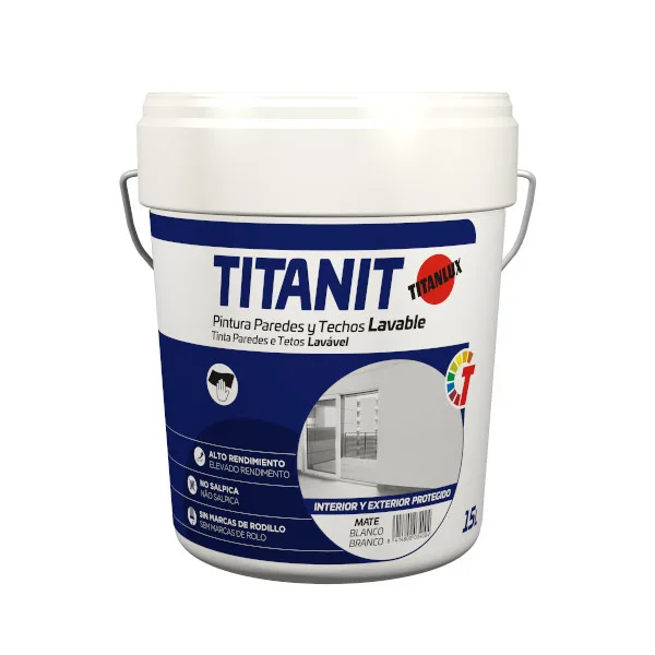 Pintura plástica titanit blanca mate 15 l