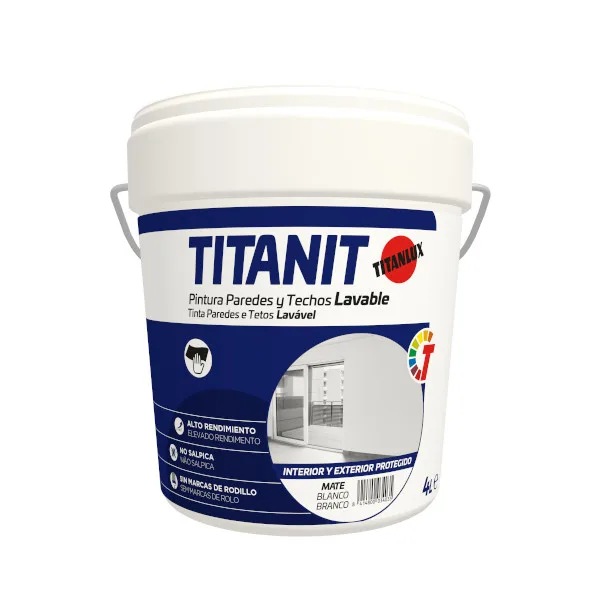 Pintura plástica titanit blanca mate 4l