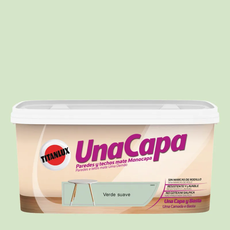 Pintura color una capa verde suave 4l