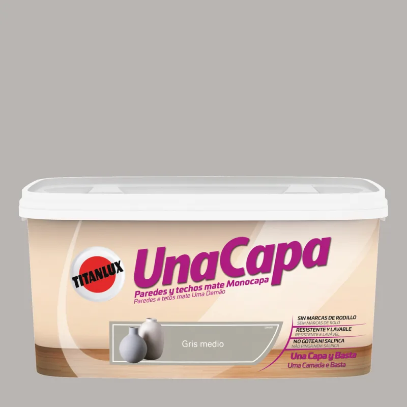 Pintura color una capa gris medio 4l