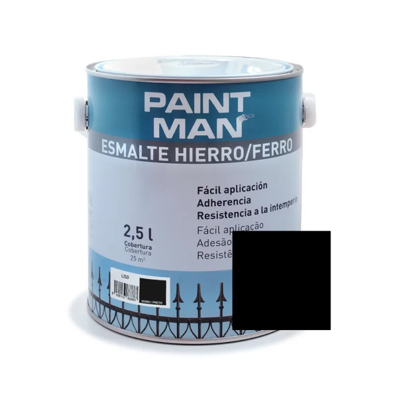 Esmalte hierro liso negro brillante paintman 2,5 l