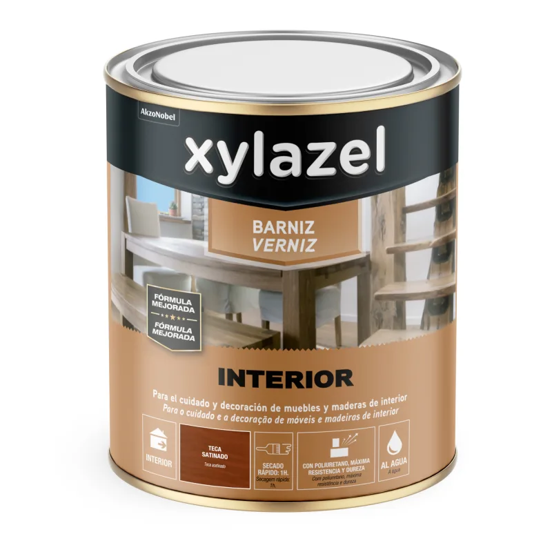 Barniz agua satinado teca 750 ml xylazel