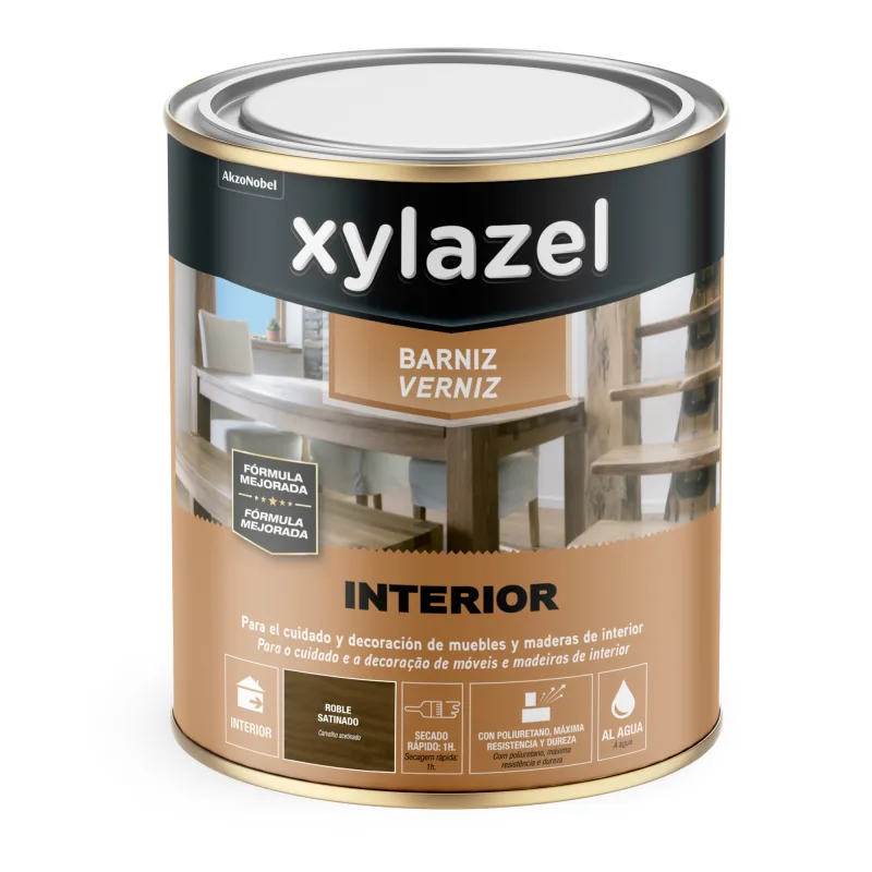 Barniz agua satinado roble 750 ml xylazel