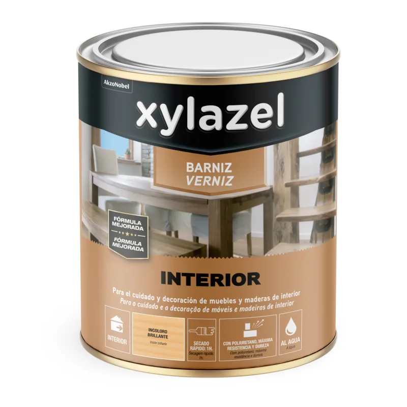 Barniz agua brillante incoloro 750 ml xylazel