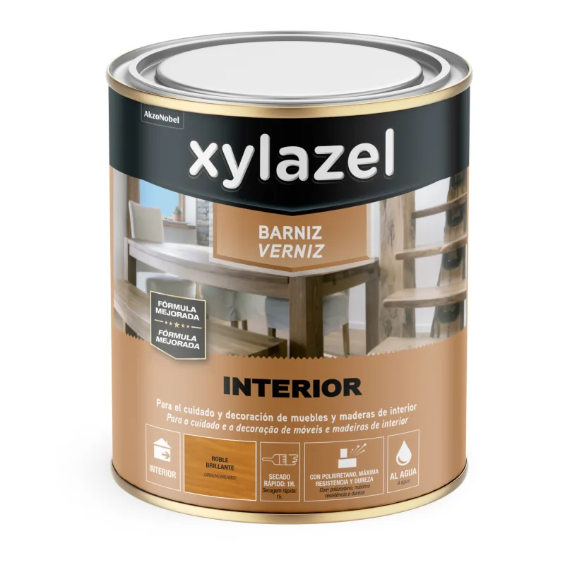 Barniz agua brillante roble 750 ml xylazel