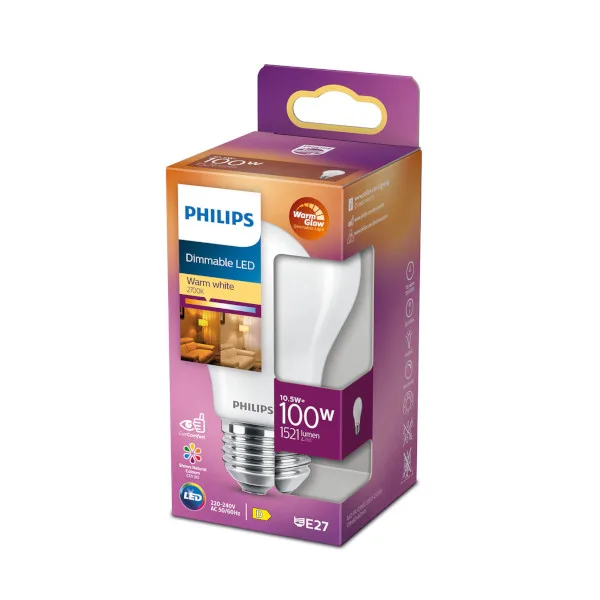 Bombilla led e27 10,5 w luz cálida philips