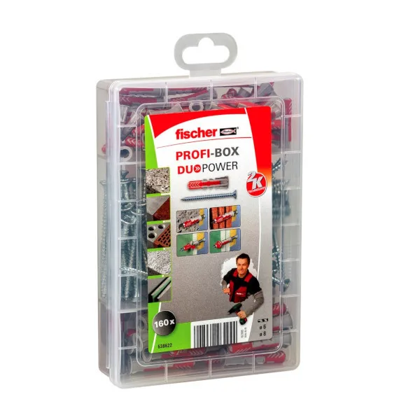Tacos profi-box duopower 6/8 mm + tornillos fischer 160 uds