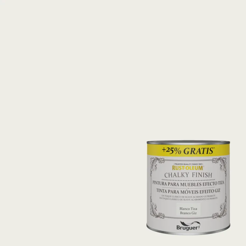 Pintura chalky para muebles 750ml+25% gratis blanco tiza