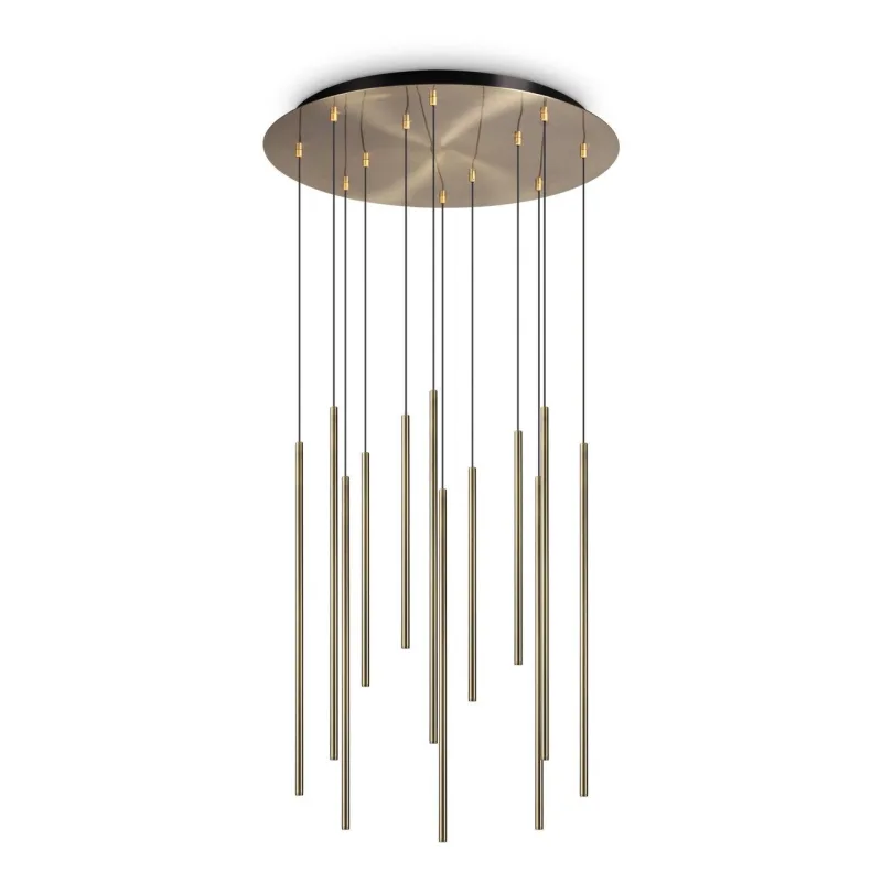 Suspension filo 12 ampoules métal,aluminium laiton