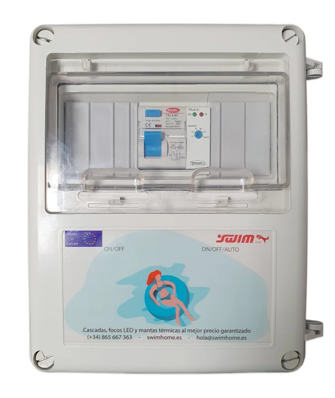 Cuadro eléctrico control de nivel piscina desbordante guardamotor