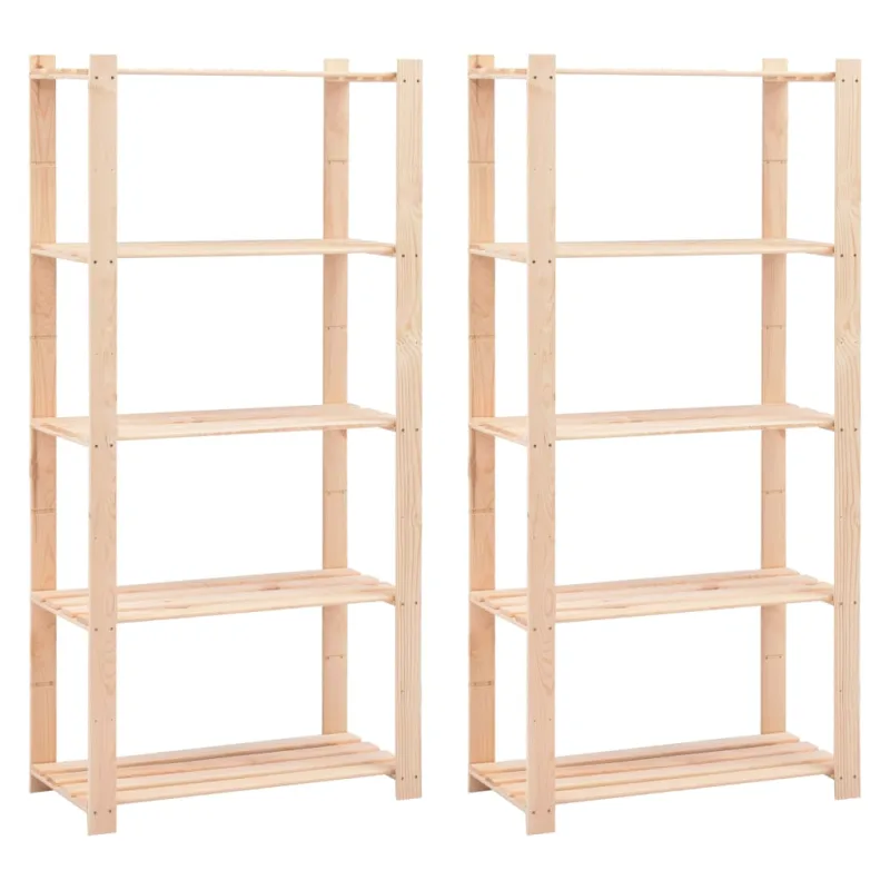 Estantería 5 niveles 2 unidades madera pino maciza 250 kg
