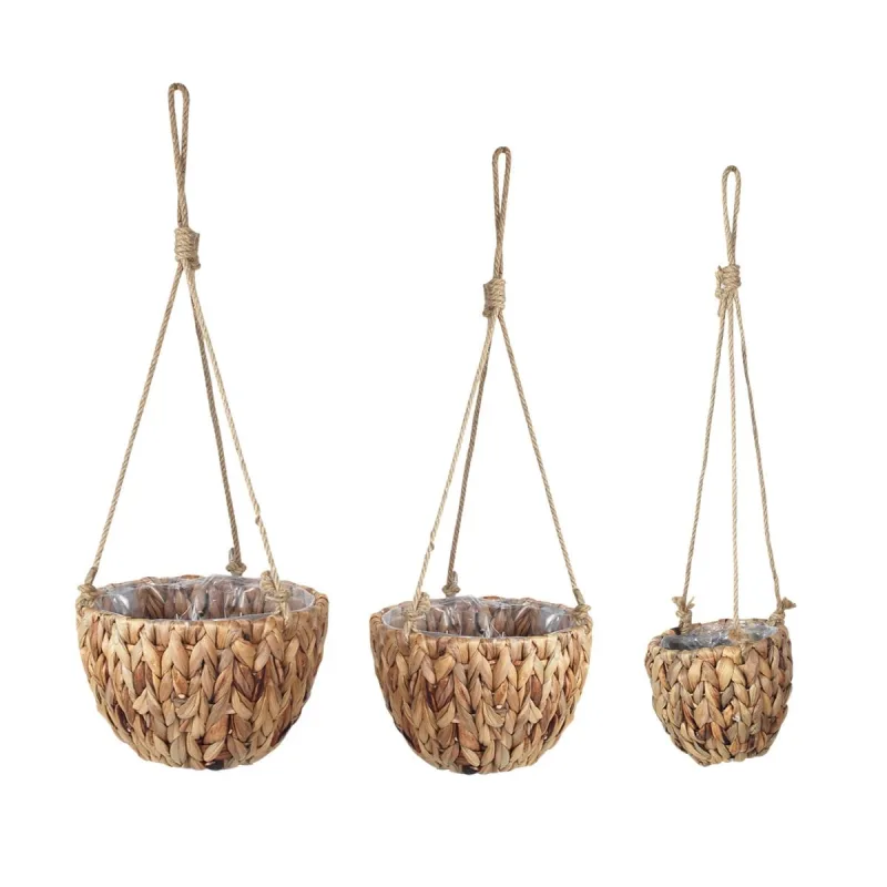 By sigris cesta marrón de palma y hierba marina 15*22*22cm set de 3 unidades cesta set de 3 u