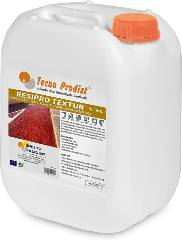 Resipro textur de tecno prodist - barniz protector al agua para hormigón impreso, base de resinas de gran anclaje y resistencia - 10 litros